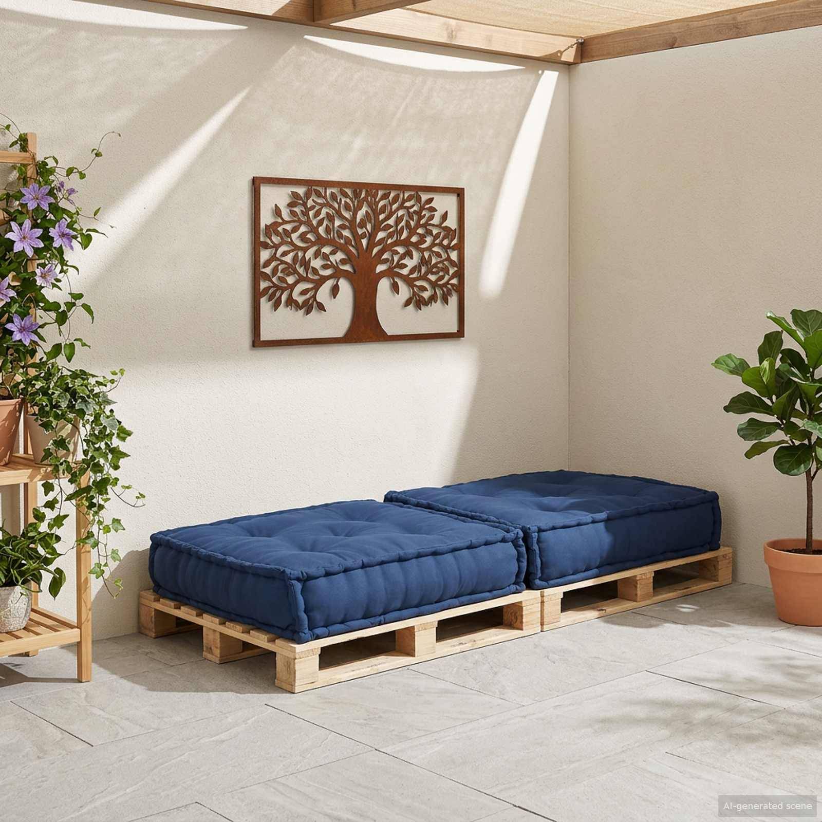Canapé modulaire tissu indigo 70 x 70 x 36 cm - PANGIVO - Image 3