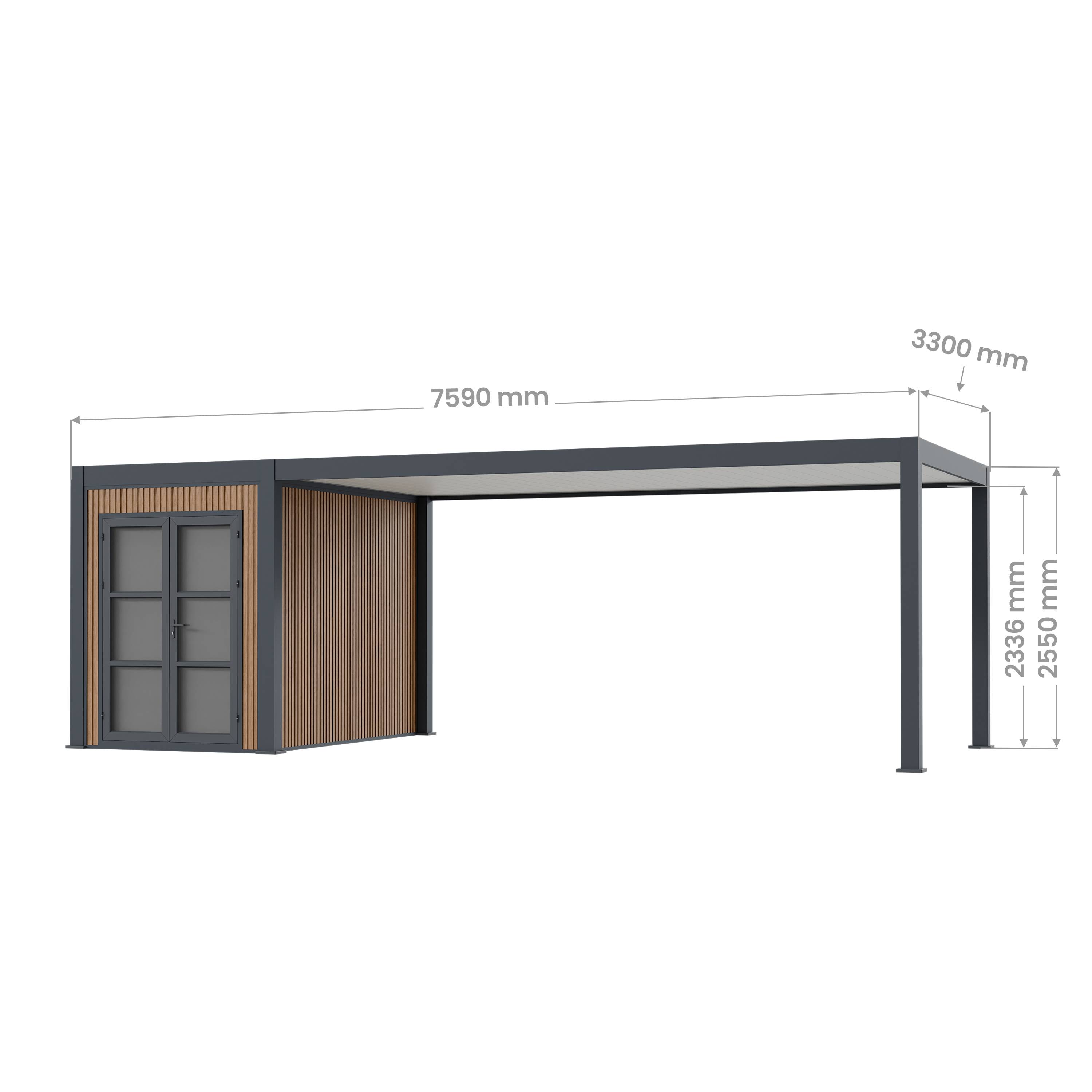 Pergola Aluminium Autoportée avec Abri - 330 x 760 cm - AZURE - Image 5