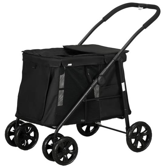 Chariot pour chien 3-en-1 en oxford, gris, 132 x 65 x 74 cm - PANGIVO - Image 1