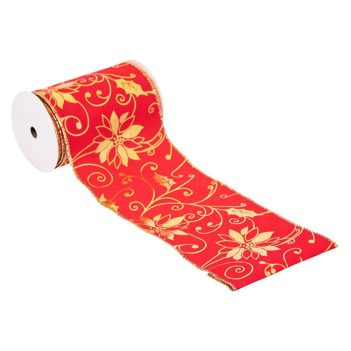Atmosphera - Guirlande de Noël ruban Poinsettia 12cmx5cm - Atmosphera Créateur d'intérieur - Image 1