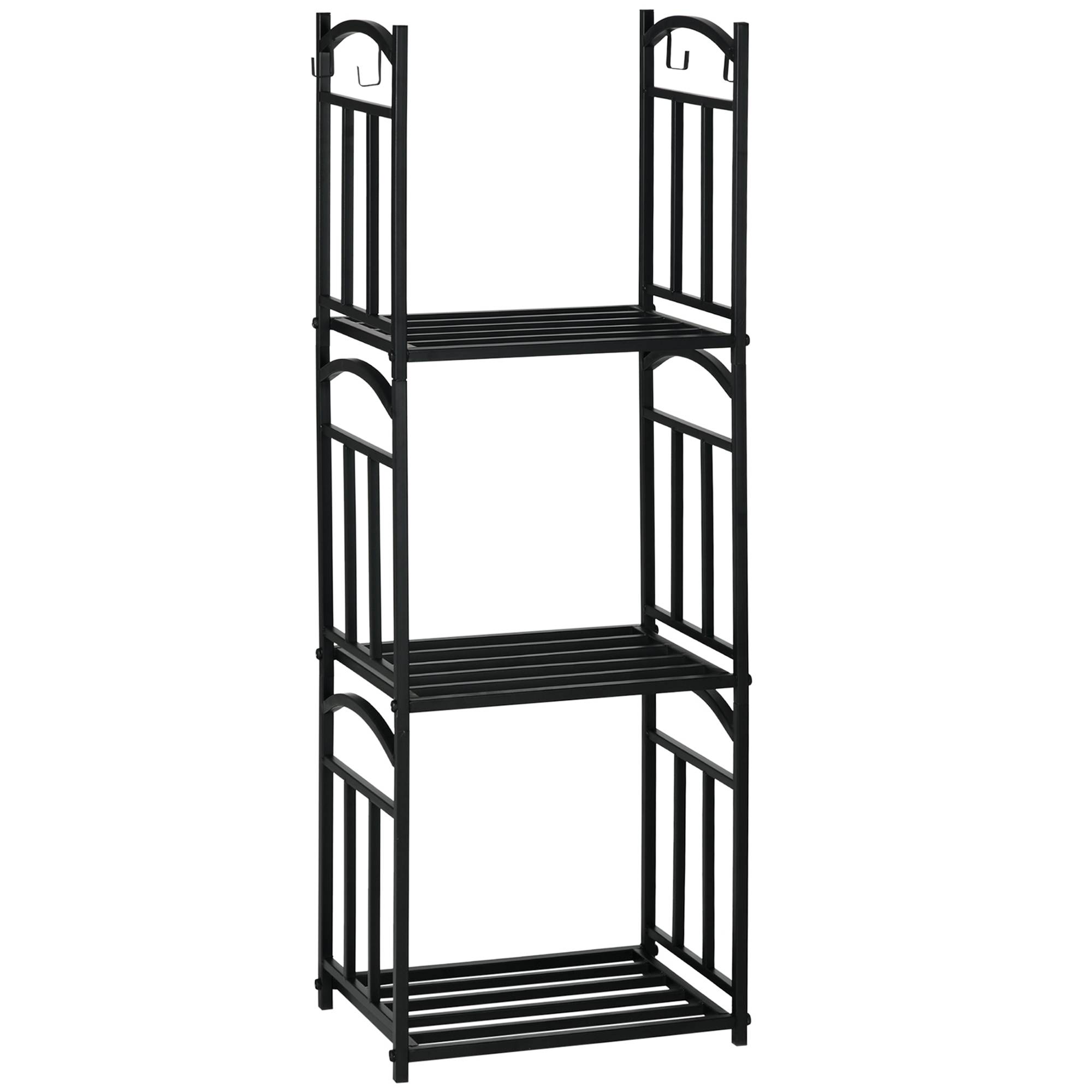 ComfortXL - Porte-bûches métal noir 46 x 32 x 126 cm intérieur extérieur 3 niveaux avec crochets pour accessoires - Image 10