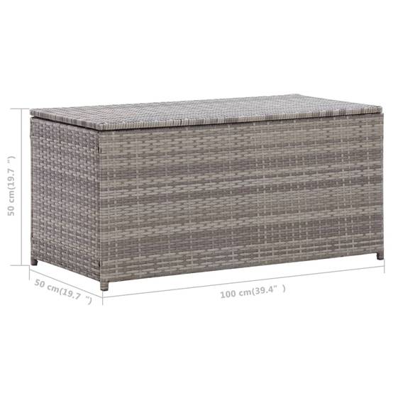 Coffre boîte meuble de jardin rangement résine tressée 100 x 50 x 50 cm gris - Image 8