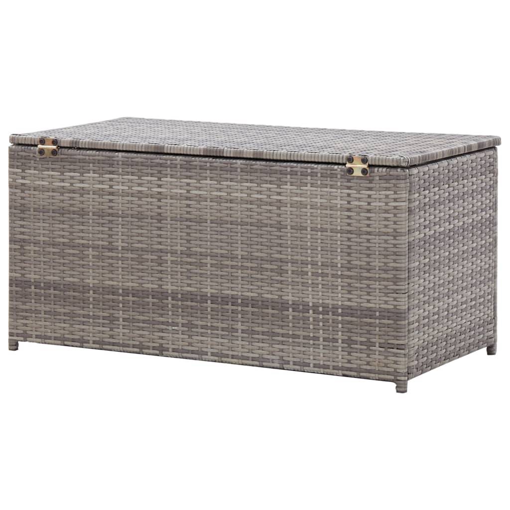 Coffre boîte meuble de jardin rangement résine tressée 100 x 50 x 50 cm gris - Image 5