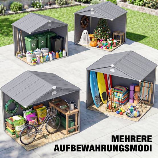 Abri de jardin polypropylène gris 240 x 190 x 228 cm - PANGIVO - Image 10