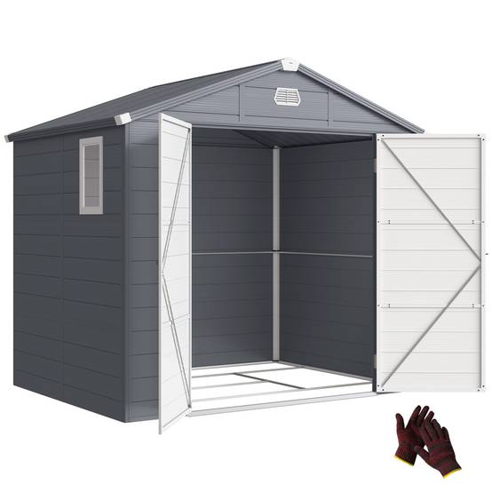 Abri de jardin polypropylène gris 240 x 190 x 228 cm - PANGIVO - Image 1