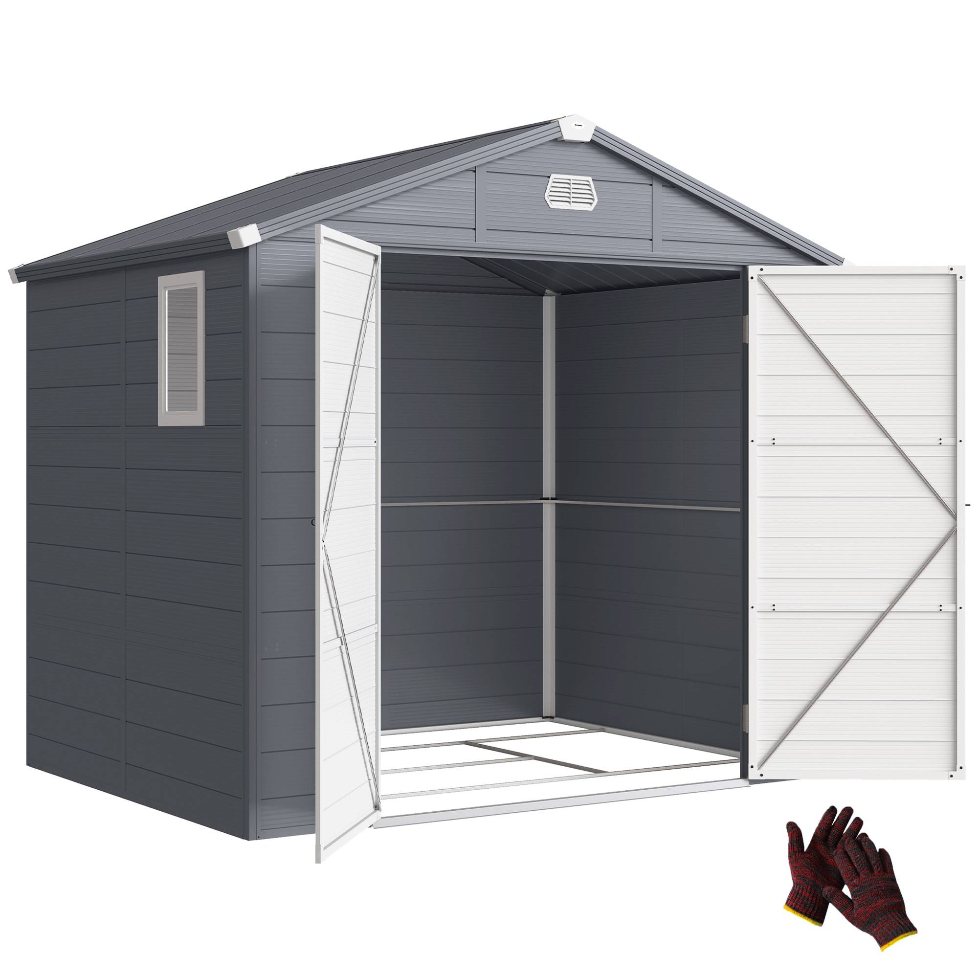 Abri de jardin polypropylène gris 240 x 190 x 228 cm - PANGIVO - Image 1