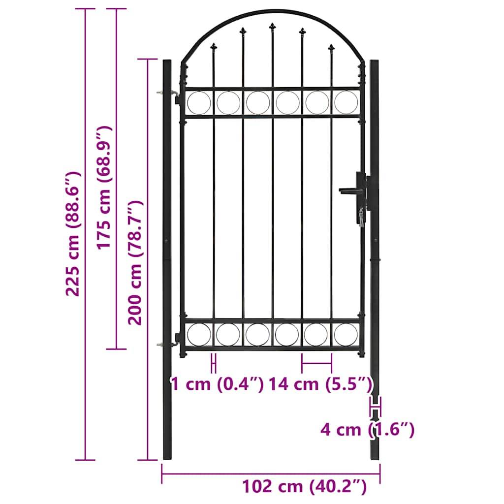 Portillon d'Extérieur Acier Anti-corrosion Design Arqué Verrouillable Noir 104x175 cm – ComfortXL Outdoor Living - Image 7