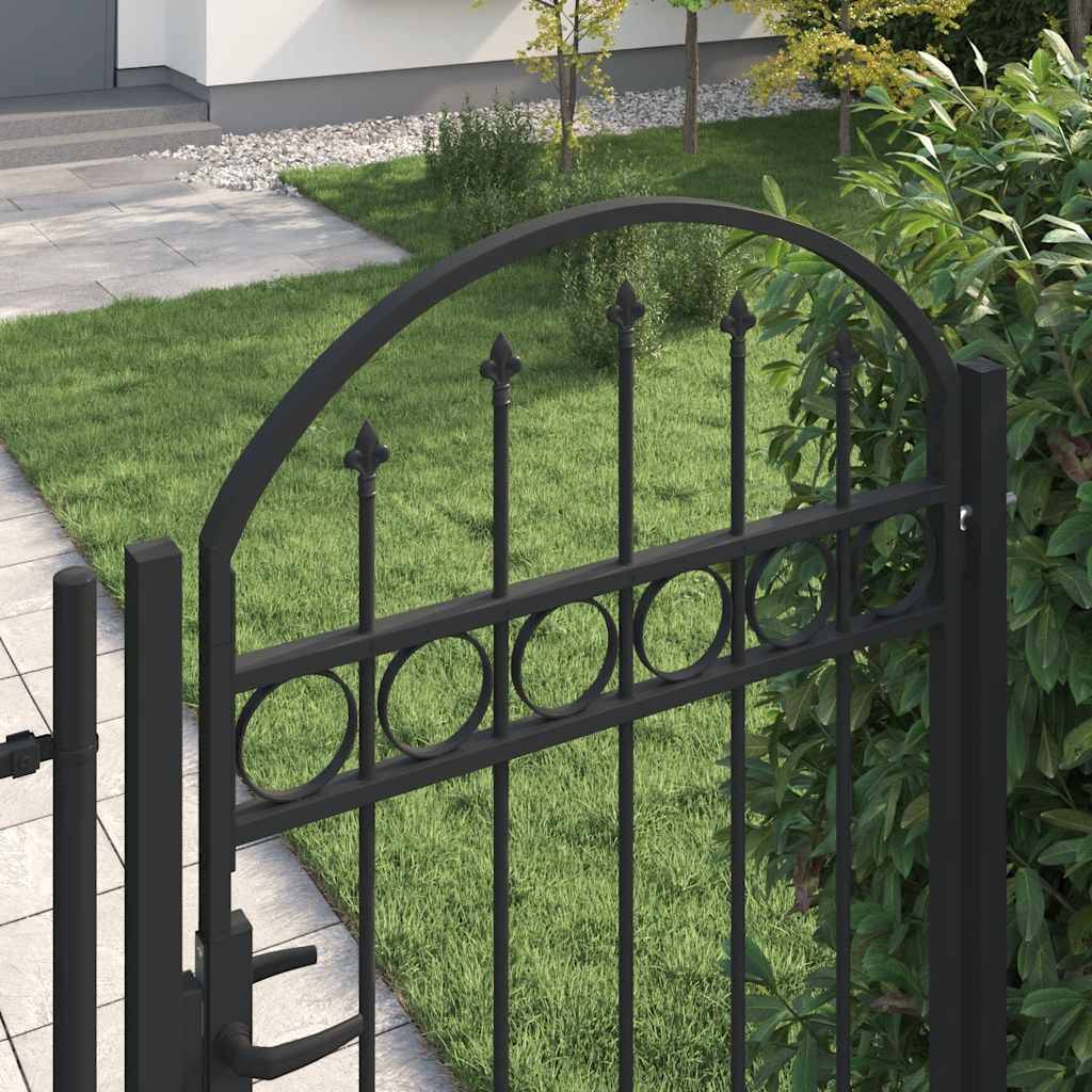 Portillon d'Extérieur Acier Anti-corrosion Design Arqué Verrouillable Noir 104x175 cm – ComfortXL Outdoor Living - Image 3