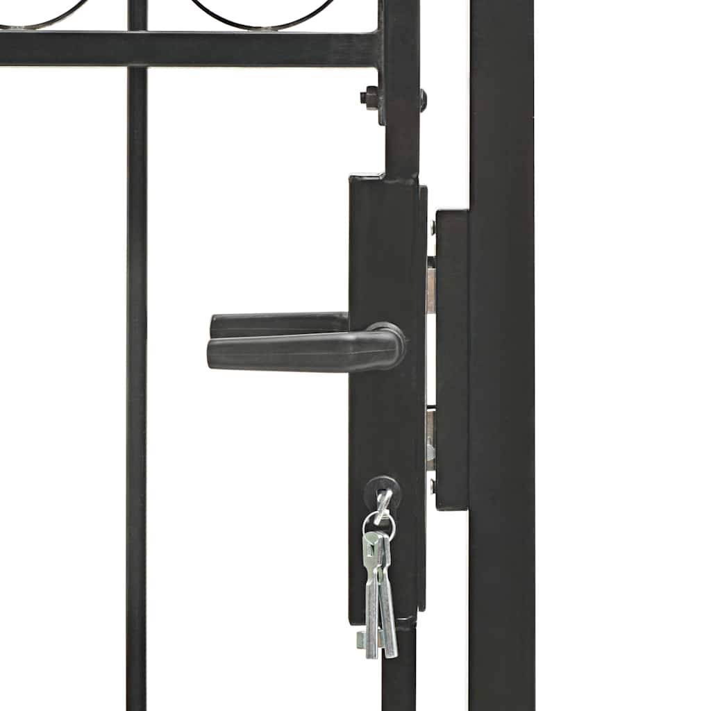 Portillon d'Extérieur Acier Anti-corrosion Design Arqué Verrouillable Noir 104x175 cm – ComfortXL Outdoor Living - Image 6
