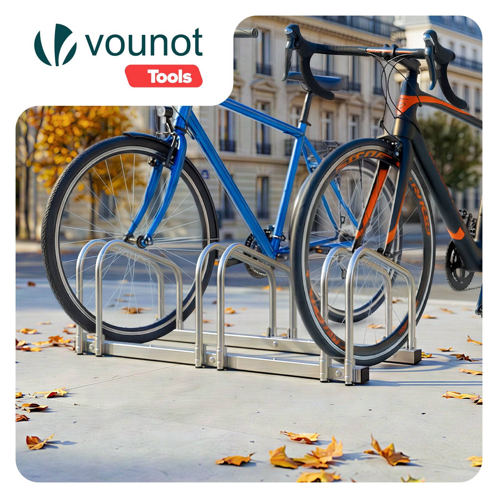 Râtelier range vélos - Support pour 3 vélos - Mural ou au sol - Porte-vélo en acier revêtu - VOUNOT® - Image 2