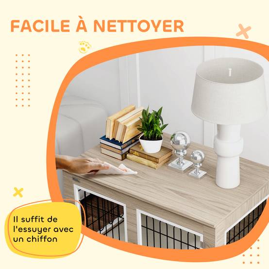 Cage chien intérieur Acier Bois Table d'appoint avec Coussin 90x58x65cm Noyer - ComfortXL Outdoor Living - Image 9