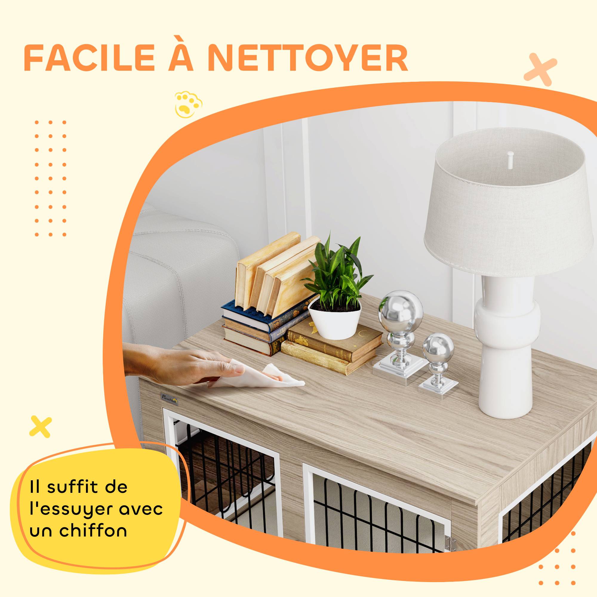 Cage chien intérieur Acier Bois Table d'appoint avec Coussin 90x58x65cm Noyer - ComfortXL Outdoor Living - Image 9
