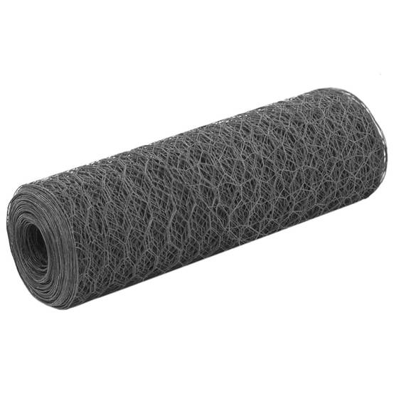 Grillage Hexagonal Acier PVC Volière Jardin Maille 13mm 25x0,5m Gris - ComfortXL Outdoor Living - Image 1