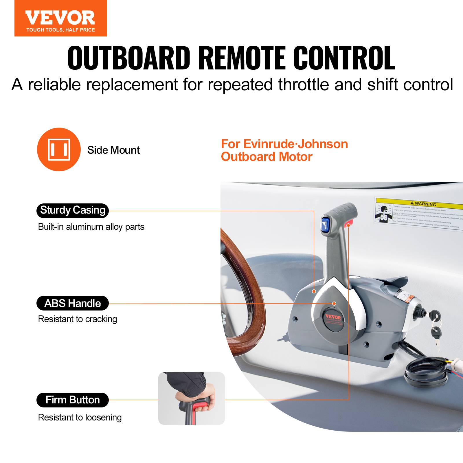 VEVOR Boîtier commande hors-bord, compatible Johnson Evinrude 5006180. Montage latéral. - Image 2