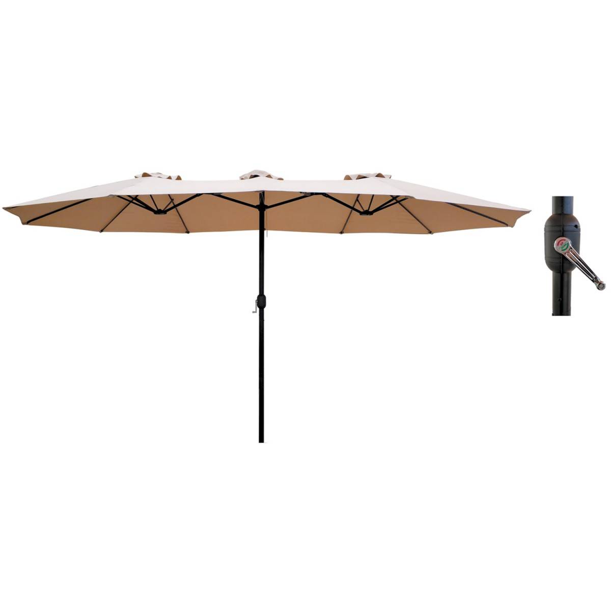 Parasol de terrasse double Marron Taupe 4.50 x 2.65 x H 2.40 Toile polyester TWIN KZ GARDEN - Image 7