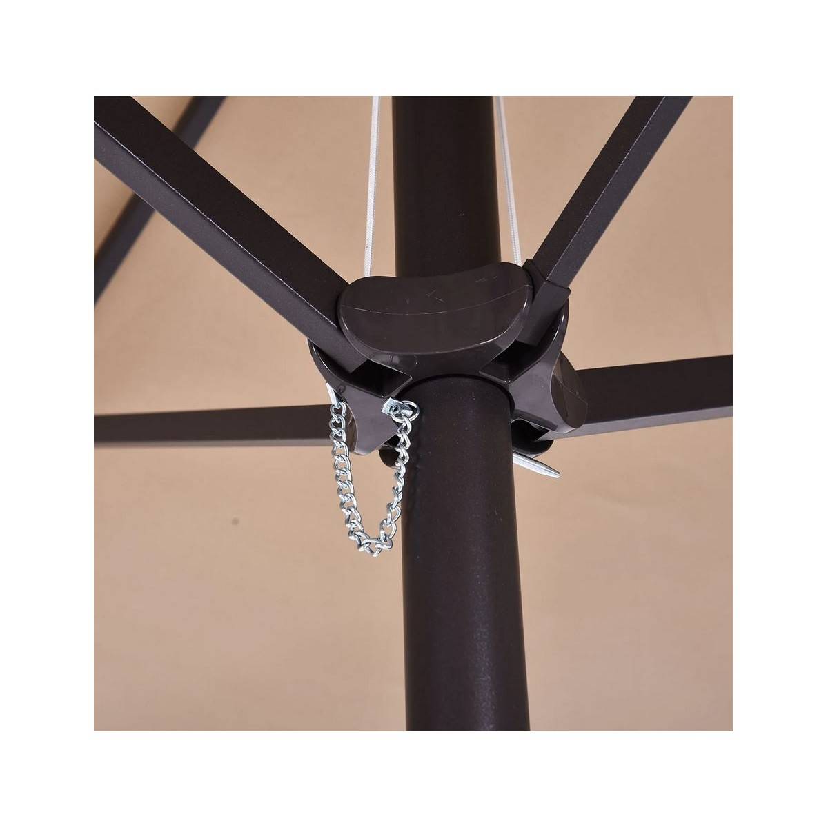 Parasol de terrasse double Marron Taupe 4.50 x 2.65 x H 2.40 Toile polyester TWIN KZ GARDEN - Image 6