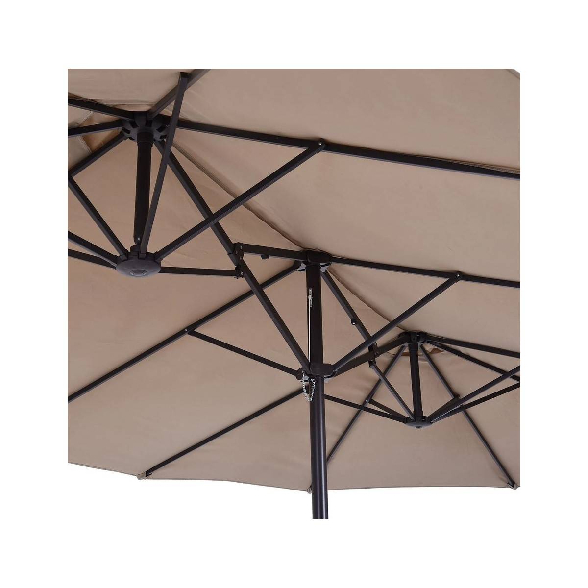 Parasol de terrasse double Marron Taupe 4.50 x 2.65 x H 2.40 Toile polyester TWIN KZ GARDEN - Image 5