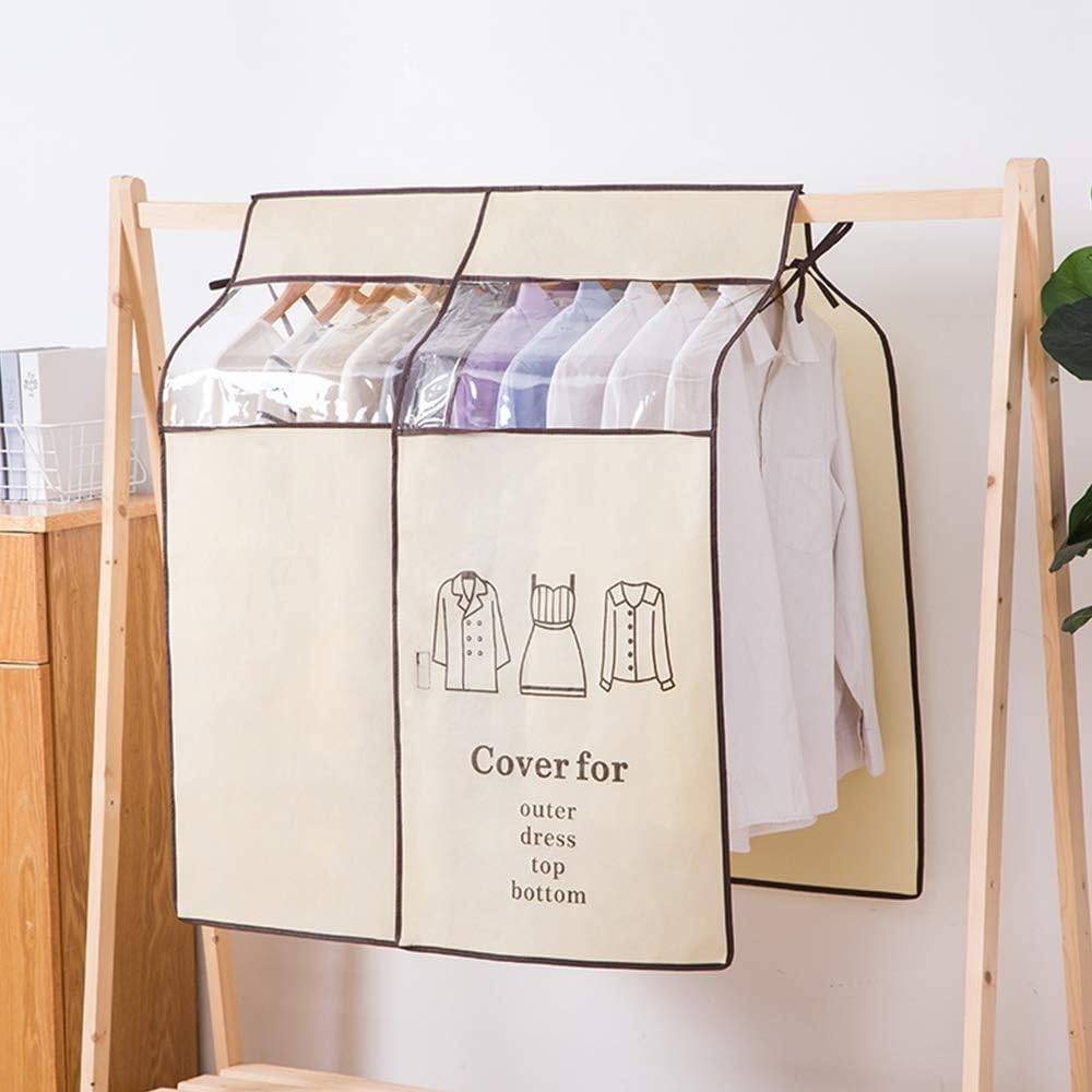 IntiMeg - Housse de protection pour vêtements, housse de cintre lavable, sac de rangement transparent pliable pour vêtements, beige, 90 x 110 cm IntiMeg - Image 1