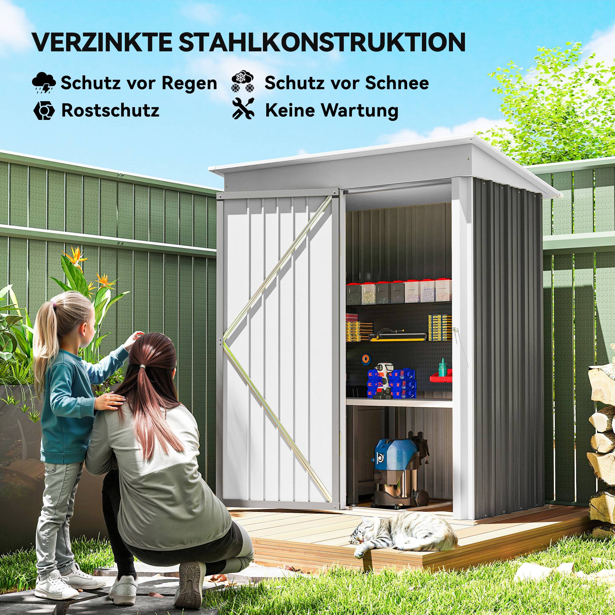 ComfortXL - Abri de jardin acier galvanisé gris 161 x 95 x 181 cm avec étagères et porte verrouillable - ComfortXL Outdoor Living - Image 6