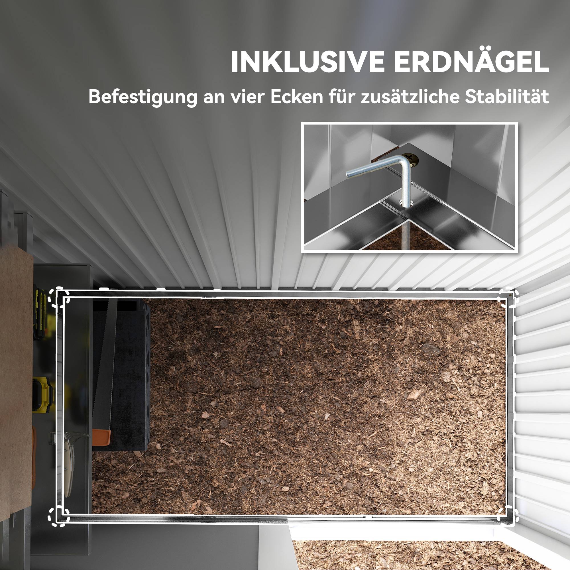 ComfortXL - Abri de jardin acier galvanisé gris 161 x 95 x 181 cm avec étagères et porte verrouillable - ComfortXL Outdoor Living - Image 10