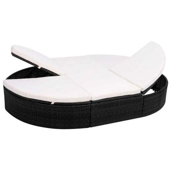 Bain de Soleil Duo Forme Ovale Résine Tressée avec Têtières Réglables et Coussins de Luxe Terrasse Noir – ComfortXL Outdoor Living - Image 1