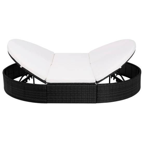 Bain de Soleil Duo Forme Ovale Résine Tressée avec Têtières Réglables et Coussins de Luxe Terrasse Noir – ComfortXL Outdoor Living - Image 2
