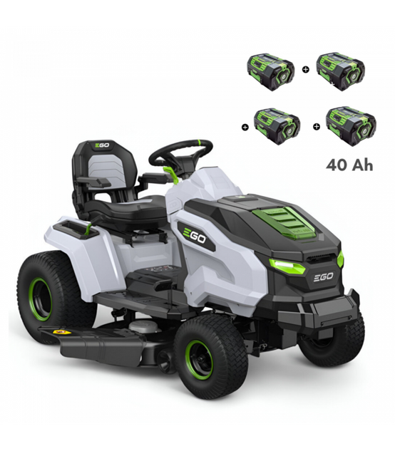 PACK Tracteur tondeuse autoportée à éjection latérale et mulching, 4 batteries 10Ah et chargeur rapide - EGO TR4201E - Image 1
