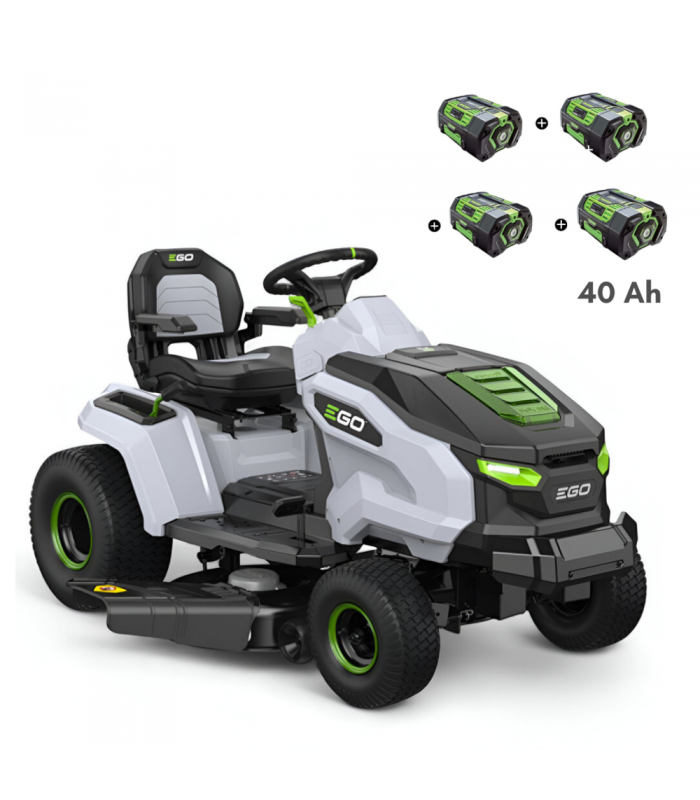 PACK Tracteur tondeuse autoportée à éjection latérale et mulching, 4 batteries 10Ah et chargeur rapide - EGO TR4201E - Image 1