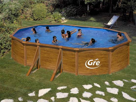 Gré - Piscine acier aspect bois Gré Pacific ovale 6,34 x 3,99 x 1,22 m - Gré - Image 1