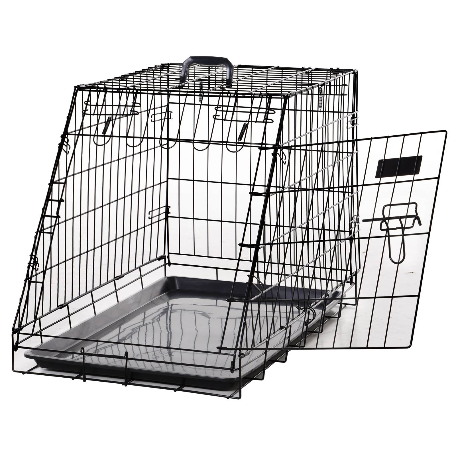 Sans Marque - Cage de transport pour chien taille L dim. 77L x 47l x 55H cm métal noir - Image 1