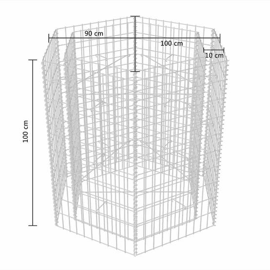 Jardinière | Lit surélevé à gabion hexagonale 100x90x100 cm - Image 6