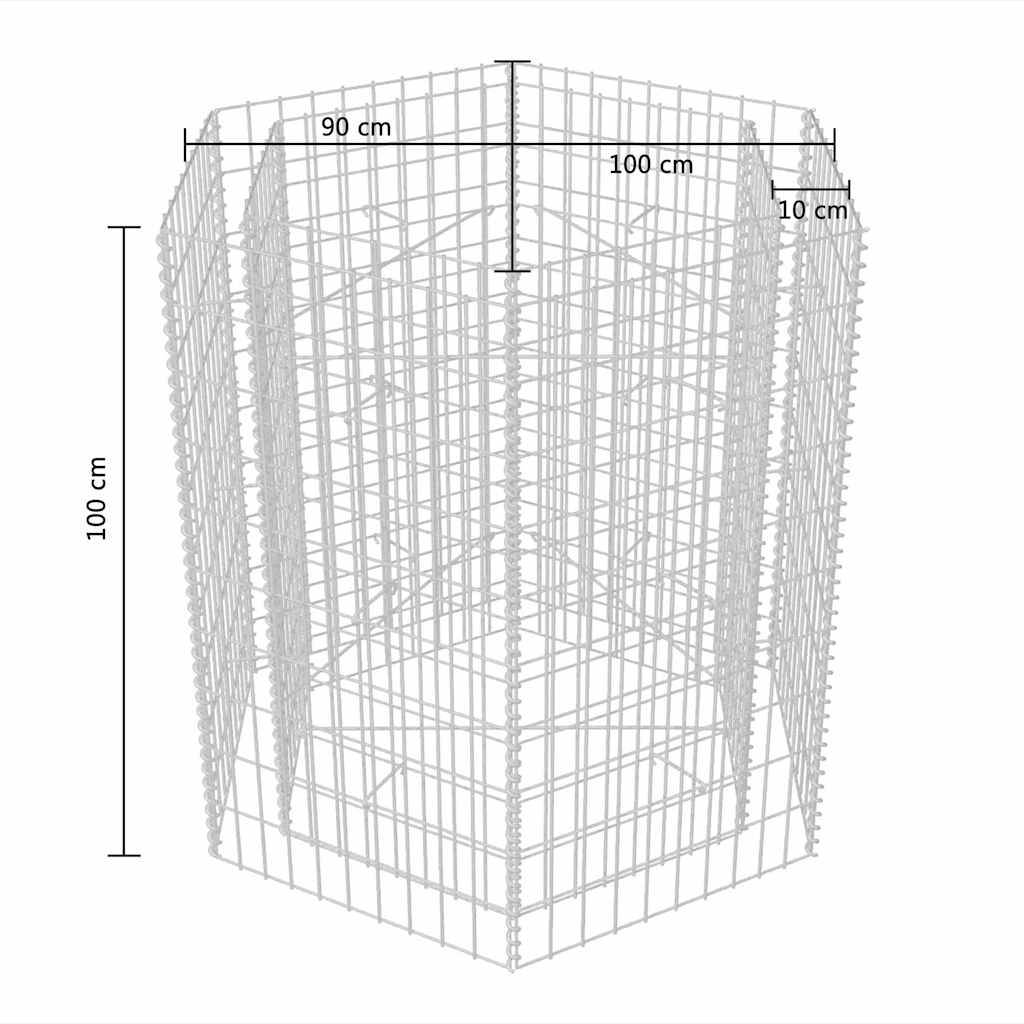 Jardinière | Lit surélevé à gabion hexagonale 100x90x100 cm - Image 6