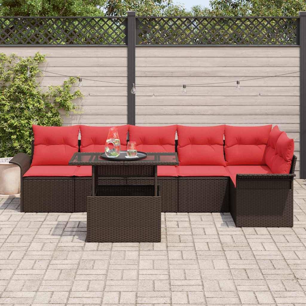 Vidaxl - Ensemble de canapé de jardin 7 pcs Marron Poly rotin vidaXL 3348300 - Image 4