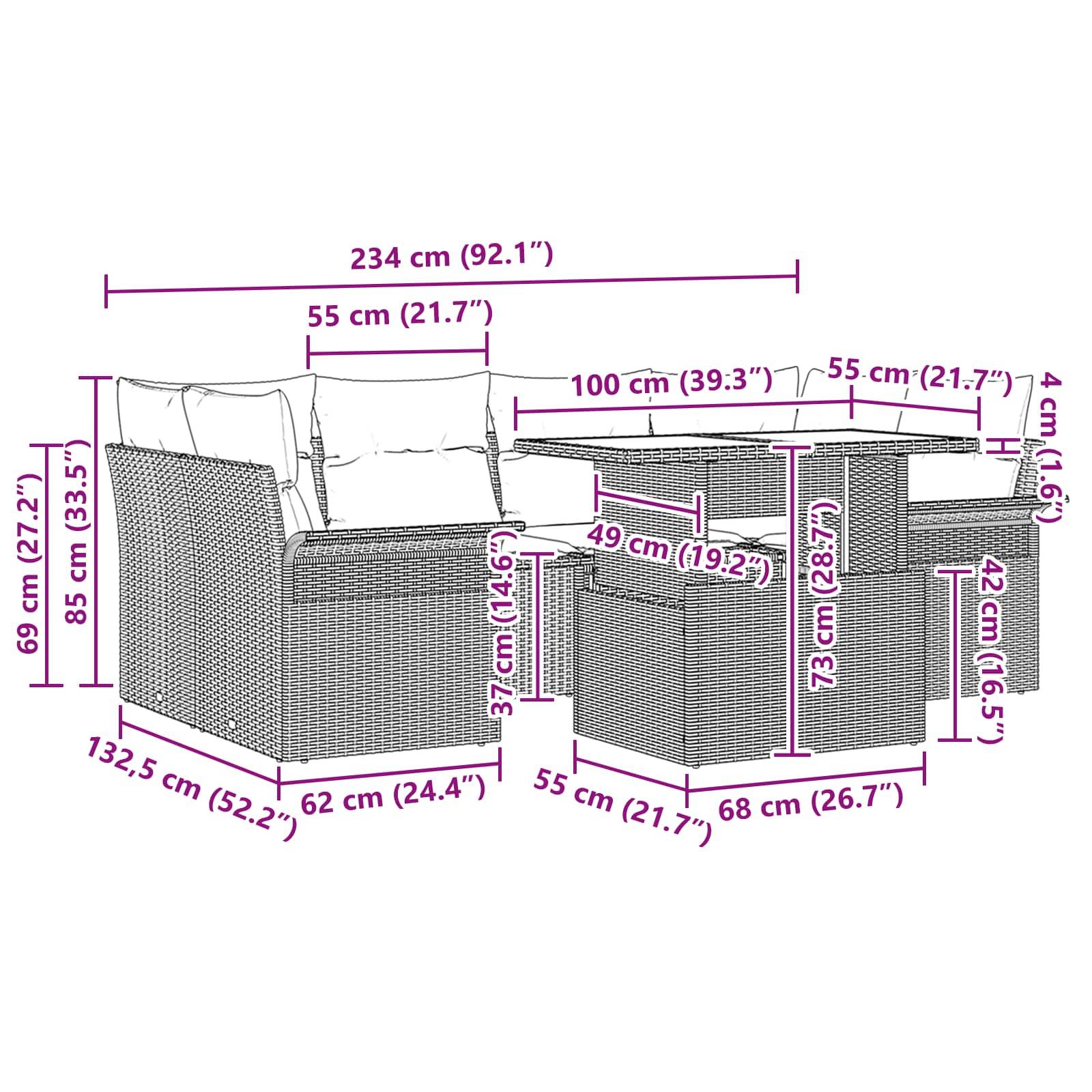Vidaxl - Ensemble de canapé de jardin 7 pcs Marron Poly rotin vidaXL 3348300 - Image 3