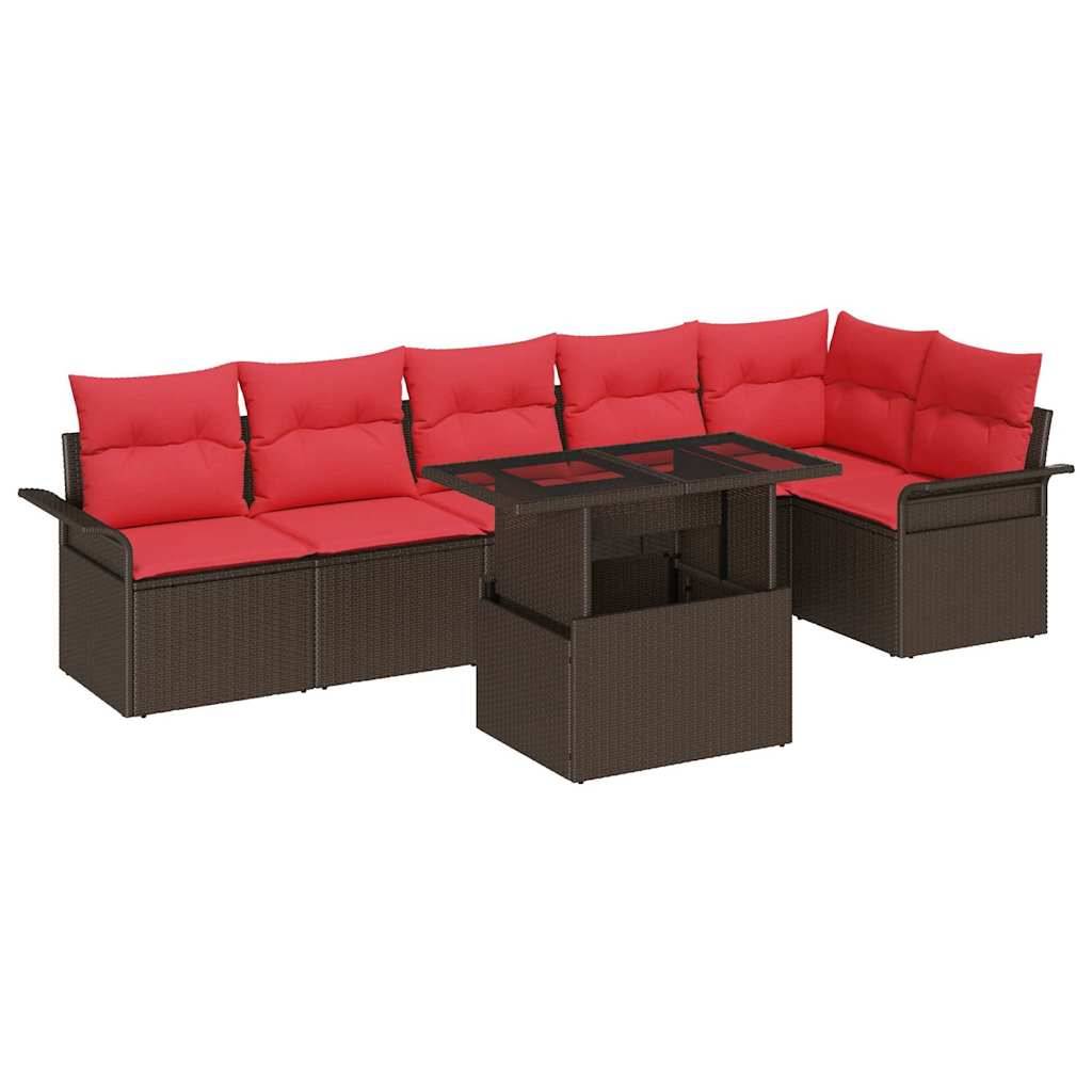 Vidaxl - Ensemble de canapé de jardin 7 pcs Marron Poly rotin vidaXL 3348300 - Image 2
