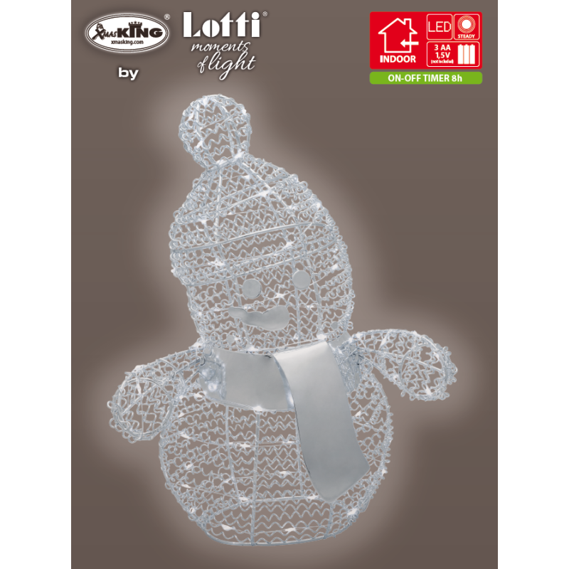 Lotti - Bonhomme de neige lumineux intérieur Métallique H33cm couleur Argent 80 leds blanc froid Lotti - Image 5