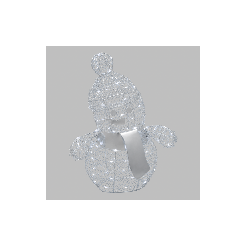 Lotti - Bonhomme de neige lumineux intérieur Métallique H33cm couleur Argent 80 leds blanc froid Lotti - Image 4