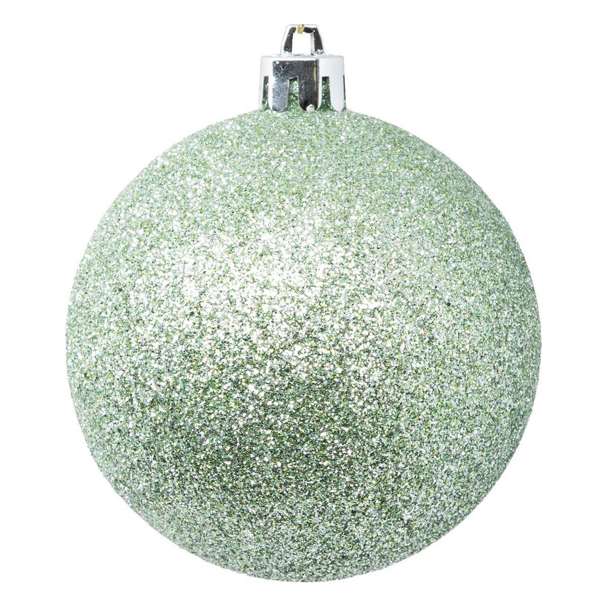 Fééric Lights & Christmas - Boule de Noël plastique 80mm x4 vert amande - Atmosphera Créateur d'intérieur - Image 2