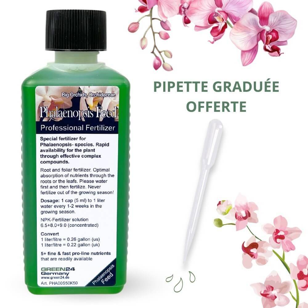 Engrais Orchidées - Engrais Phalaenopsis - Engrais liquide 250ml - Engrais racinaire et foliaire + Pipette graduée offerte ! - Image 1