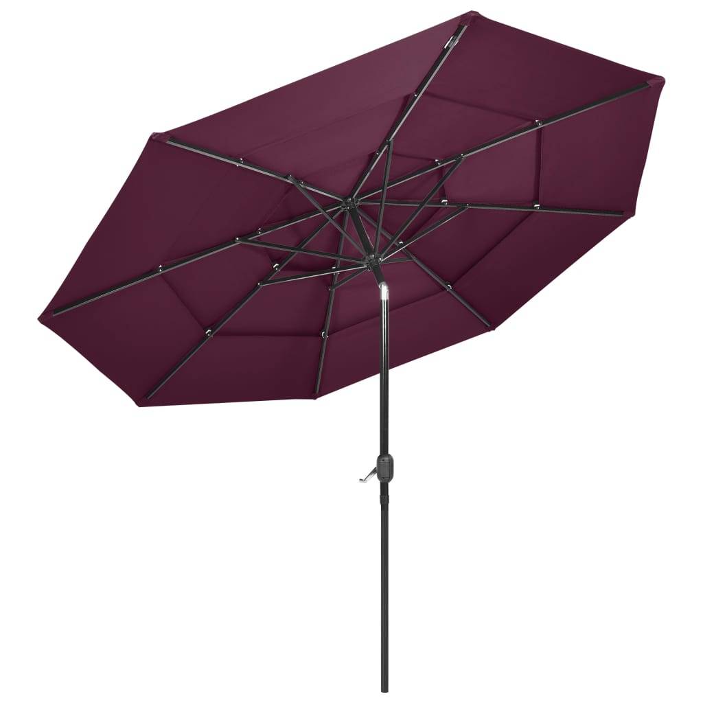 Vidaxl - Parasol de jardin à 3 niveaux mât en aluminium rouge bordeaux vidaXL 313872 - Image 7