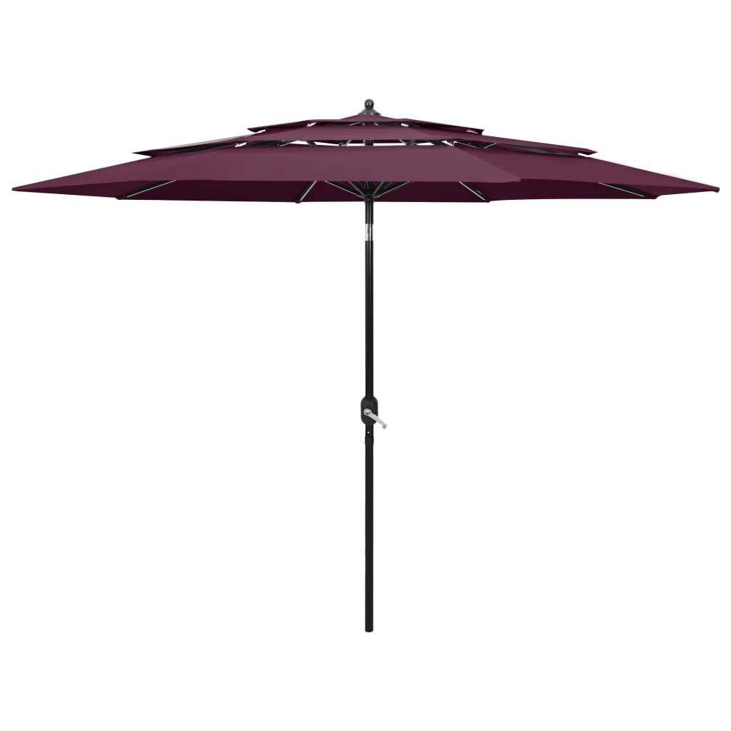 Vidaxl - Parasol de jardin à 3 niveaux mât en aluminium rouge bordeaux vidaXL 313872 - Image 1