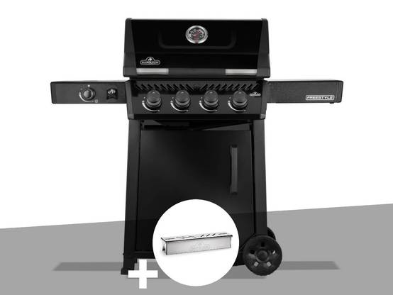 Napoleon - Barbecue gaz Freestyle 425 noir 4 brûleurs + 1 réchaud latéral + Boitier de fumage - Napoléon - Image 1