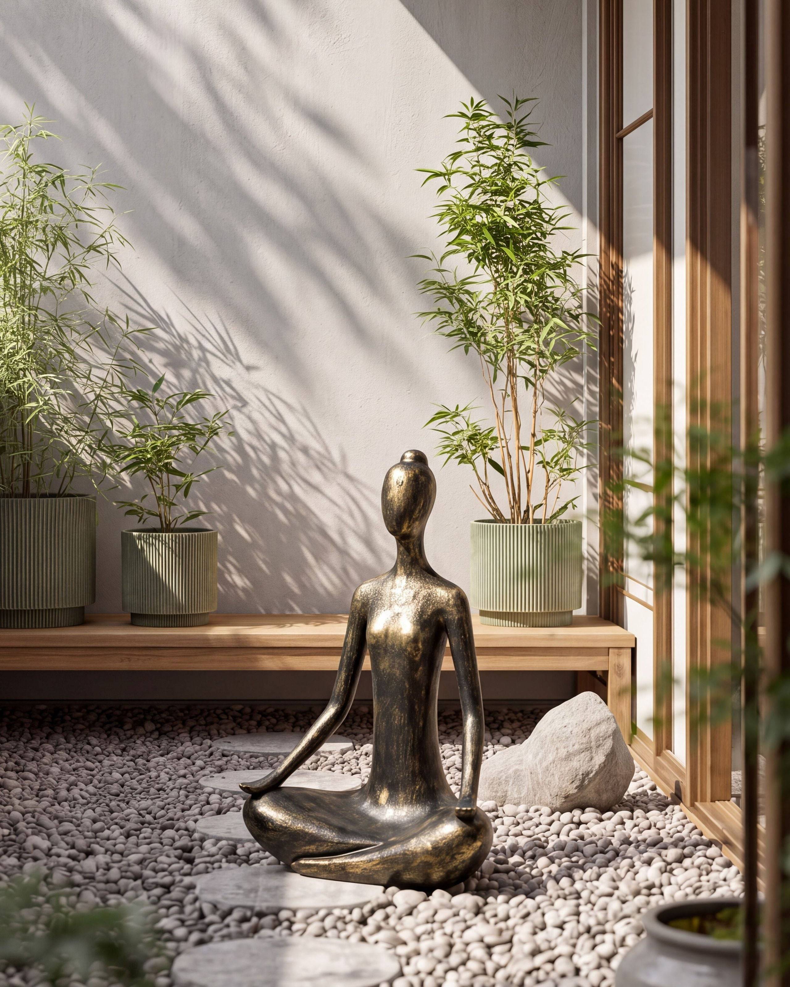 Beliani - Statue de jardin Oxyde de magnésium Noir/doré YOGHINA - 38x21x60- Beliani