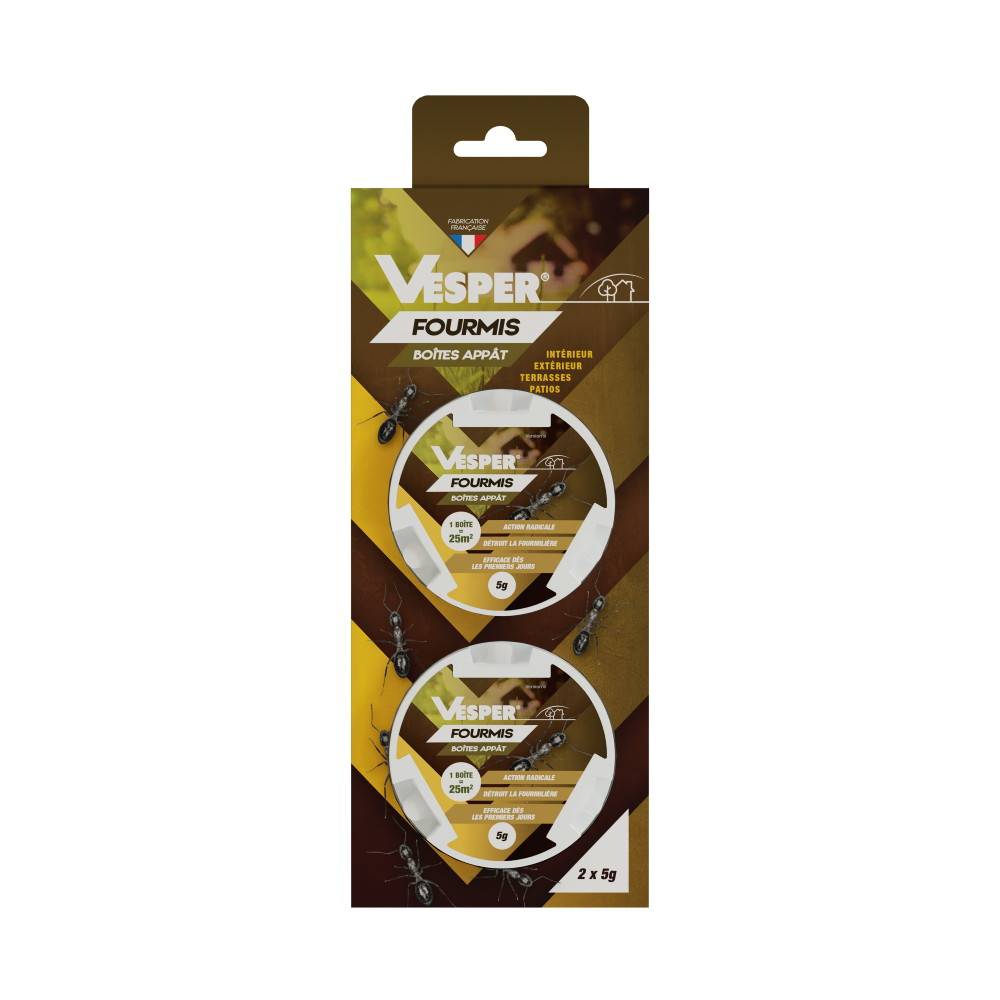 Vesper - 2 boites pré-appâtées pour fourmis - 25m²/boîte - Action radicale Vesper