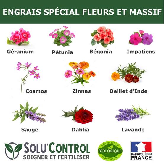 SOLU’CONTROL - 1,5 kg - Engrais Spécial Fleurs et Massifs NPK 5-5-10 - Favorise une floraison abondante, éclatante et durable - UAB - Image 2