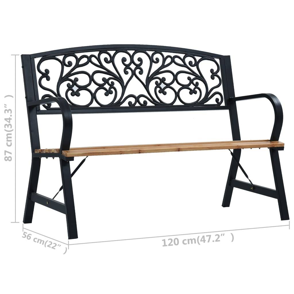 PANGIVO - Banc de jardin bois et acier naturel 120 x 56 x 87 cm - PANGIVO - Image 8
