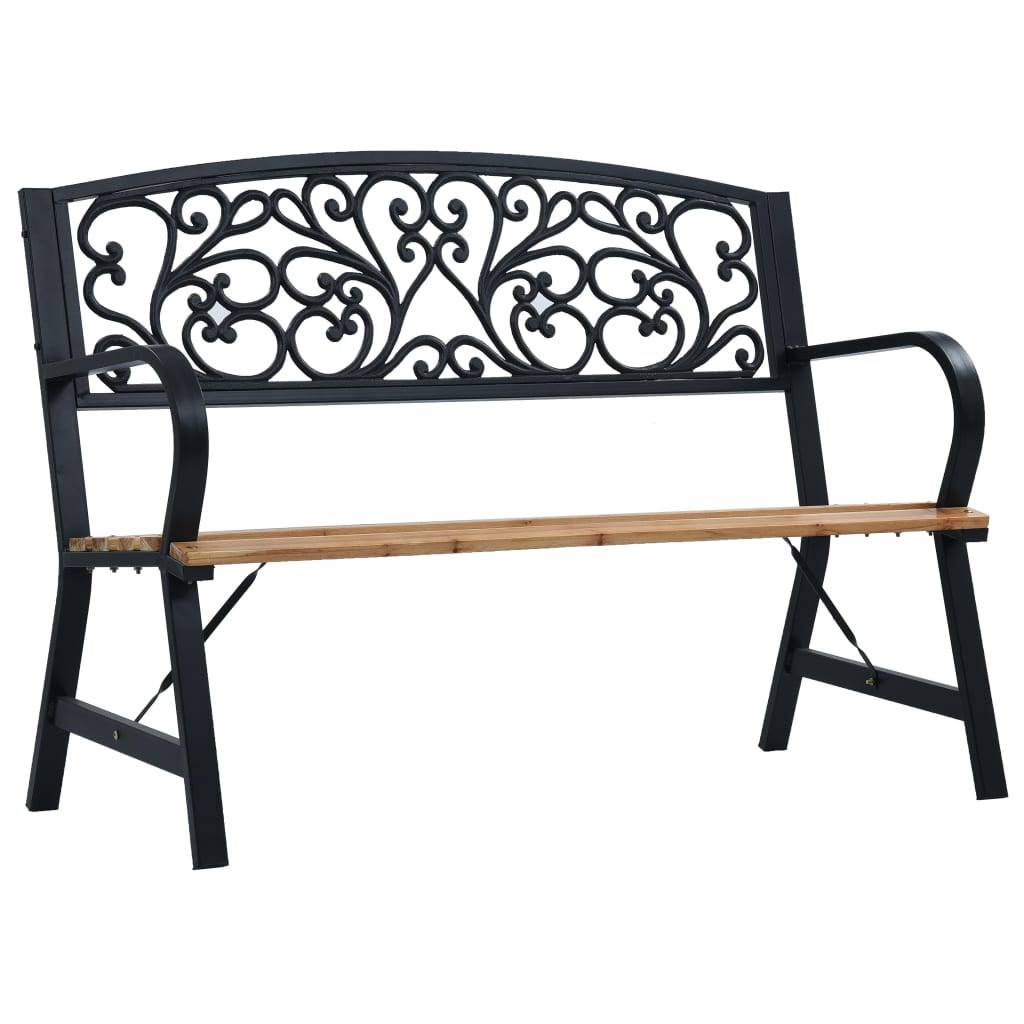 PANGIVO - Banc de jardin bois et acier naturel 120 x 56 x 87 cm - PANGIVO - Image 1