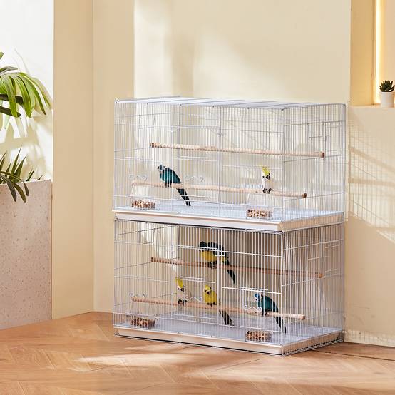 VEVOR Cage oiseau 760x460x455 mm, métal robuste, perchoirs. Voyage, perroquet, canaris, blanc. - Image 8