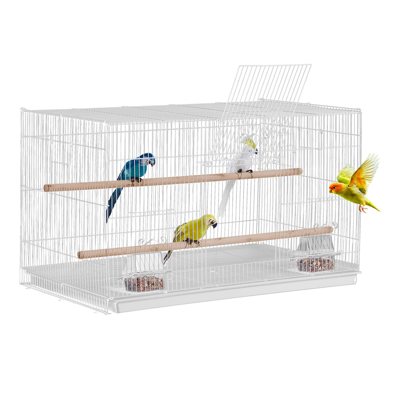 VEVOR Cage oiseau 760x460x455 mm, métal robuste, perchoirs. Voyage, perroquet, canaris, blanc. - Image 1
