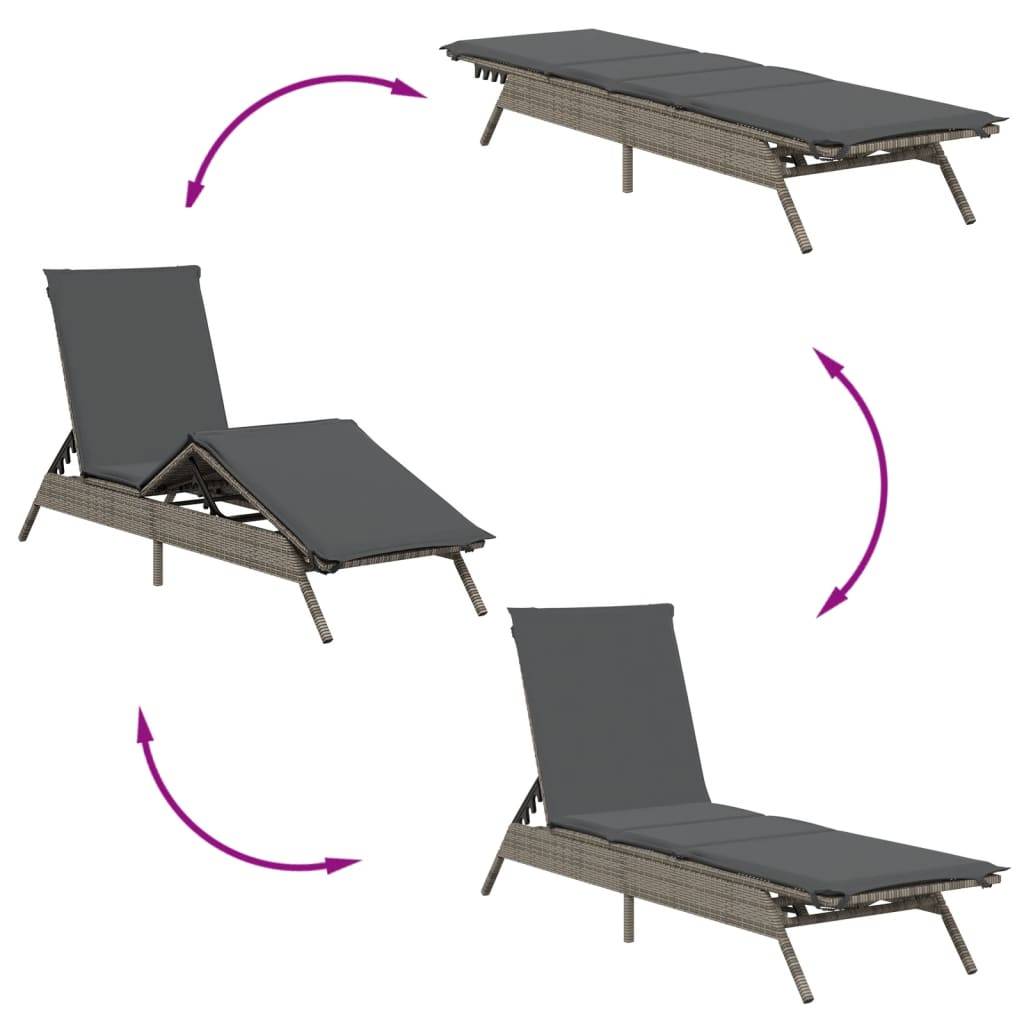 Duo Lits de Jardin Gris Résine Repose-Pieds Ajustable Matelas Gris Foncé – ComfortXL Outdoor Living - Image 8